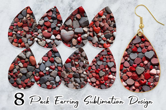 Earring Teardrop Red Stone Valentine Sublimation artnoy 