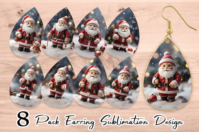 Earring Teardrop Santa Claus Doll Sublimation artnoy 