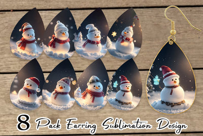 Earring Teardrop Snowman Christmas Sublimation artnoy 