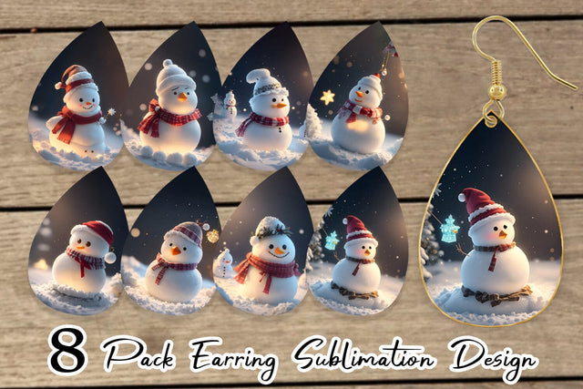 Earring Teardrop Snowman Christmas Sublimation artnoy 