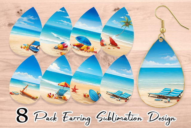 Earring Teardrop Summer Beach Sublimation artnoy 