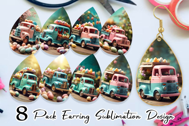 Earring Teardrop Truck Carrying Eggs Sublimation artnoy 