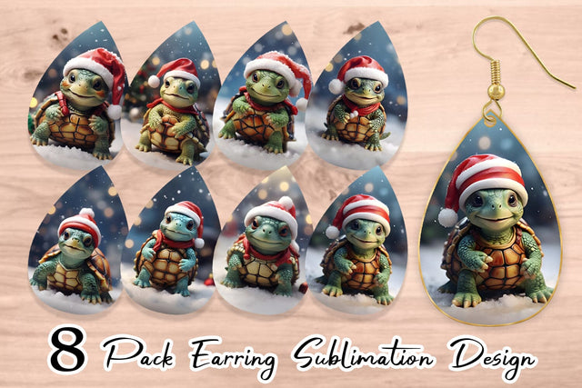 Earring Teardrop Turtle Christmas Sublimation artnoy 