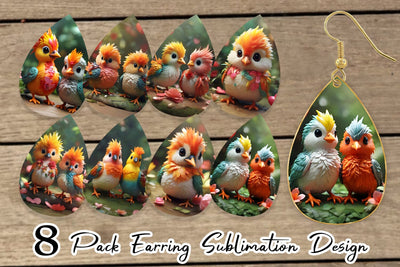 Earring Teardrop Valentine Bird Paradise Sublimation artnoy 