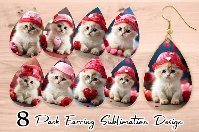 Earring Teardrop Valentine Birman Cat Sublimation artnoy 