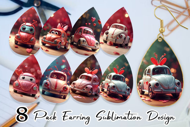 Earring Teardrop Valentine Car Bug Sublimation artnoy 