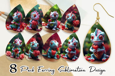 Earring Teardrop Valentine Chameleon Sublimation artnoy 