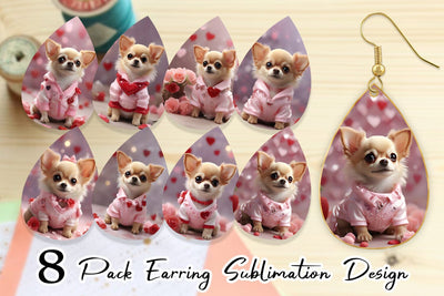 Earring Teardrop Valentine Chihuahua Dog Sublimation artnoy 