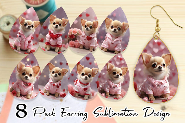 Earring Teardrop Valentine Chihuahua Dog Sublimation artnoy 
