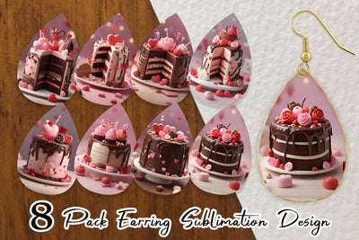 Earring Teardrop Valentine Chocolate Cake Sublimation artnoy 