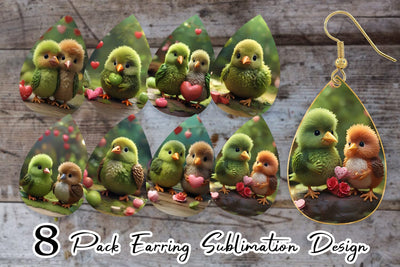 Earring Teardrop Valentine Cute Kiwi Bird Sublimation artnoy 