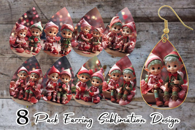 Earring Teardrop Valentine Elves Sublimation artnoy 
