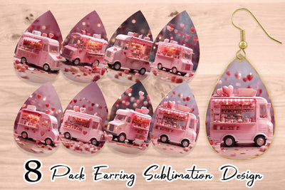 Earring Teardrop Valentine Food Truck Sublimation artnoy 