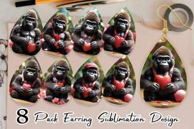 Earring Teardrop Valentine Gorilla Sublimation artnoy 