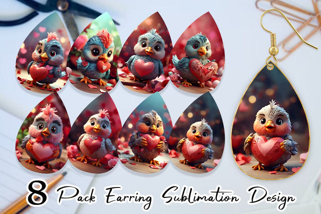Earring Teardrop Valentine Kalavinka Bird Sublimation artnoy 