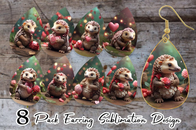 Earring Teardrop Valentine Pangolin Sublimation artnoy 