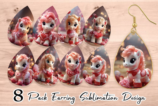Earring Teardrop Valentine Poni Shetland Sublimation artnoy 