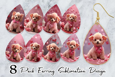 Earring Teardrop Valentine Poodle Dog Sublimation artnoy 