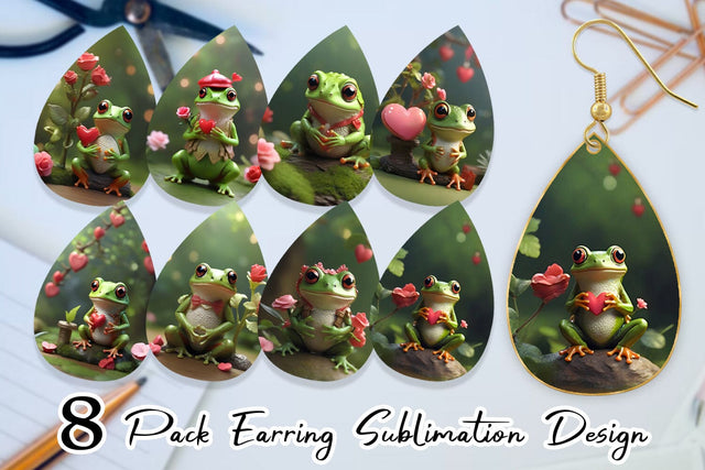 Earring Teardrop Valentine Tree Frog Sublimation artnoy 
