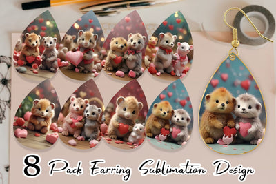 Earring Teardrop Valentine Zoo Animals Sublimation artnoy 
