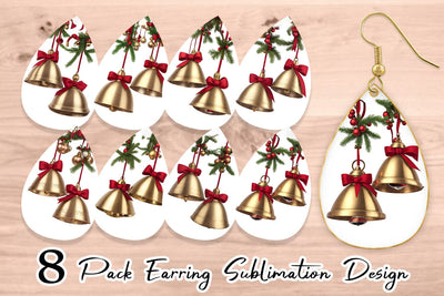 Earring Teardrop Vintage Christmas Bells Sublimation artnoy 