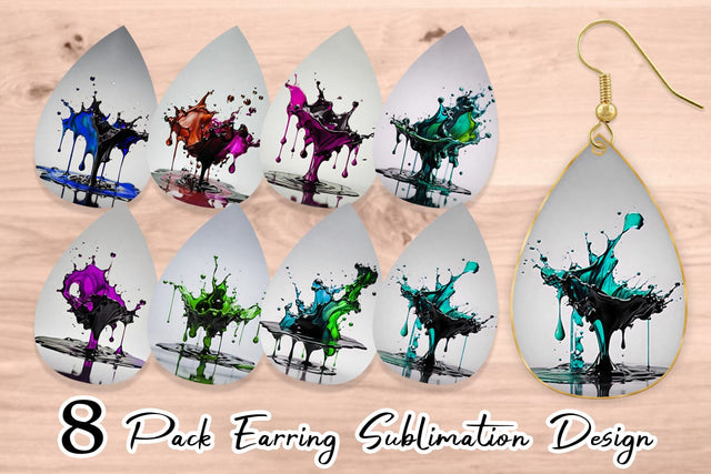 Earring Teardrop Water Ink Drop Sublimation artnoy 