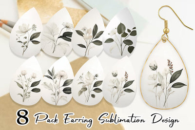 Earring Teardrop Watercolor Botanical Sublimation artnoy 