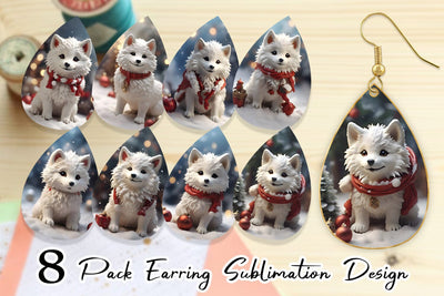 Earring Teardrop Wolf Christmas Sublimation artnoy 