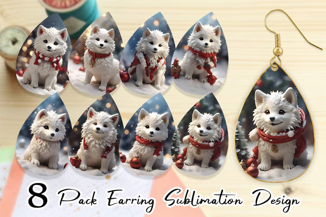 Earring Teardrop Wolf Christmas Sublimation artnoy 