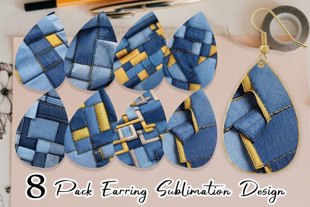 Earring Textured Denim Sublimation artnoy 