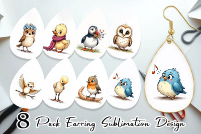 Earring The Awkward Aviary Quirky Hand-Drawn Bird Sublimation artnoy 
