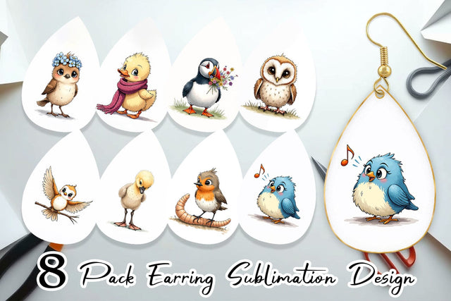 Earring The Awkward Aviary Quirky Hand-Drawn Bird Sublimation artnoy 