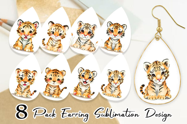 Earring Tiger Wildlife Sublimation artnoy 