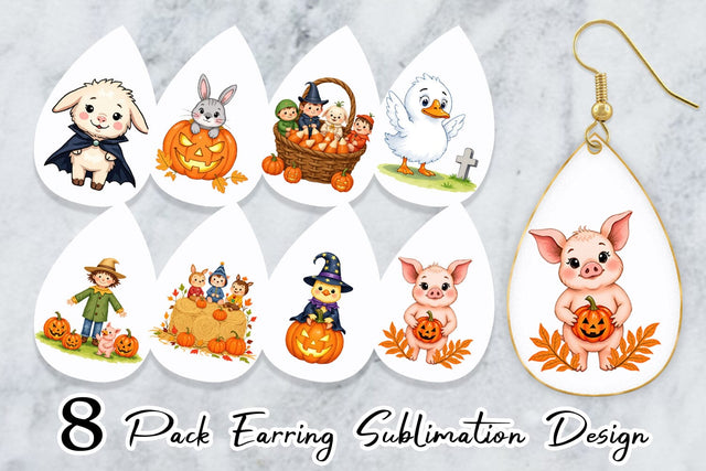 Earring Tiny Farm Halloween Sublimation artnoy 