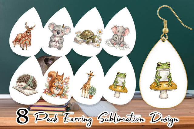 Earring Tired Boho Teacher Animal Watercolor Sublimation artnoy 