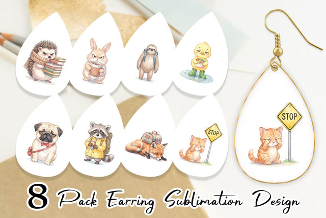 Earring Tired Morning Commute Animal Sublimation artnoy 