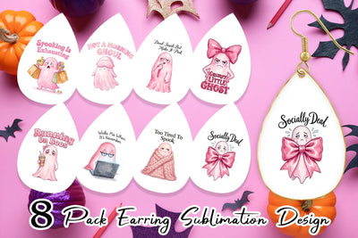 Earring Tired Pink Ghost Coquette Watercolor Sublimation artnoy 