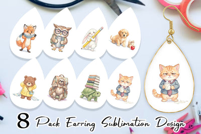 Earring Tired School Animal Morning Burnout Sublimation artnoy 