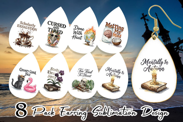 Earring Tired Tropical Scholar Goth Quote Sublimation artnoy 