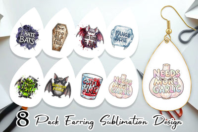 Earring Tired Vampire Grumpy Quote Sublimation artnoy 