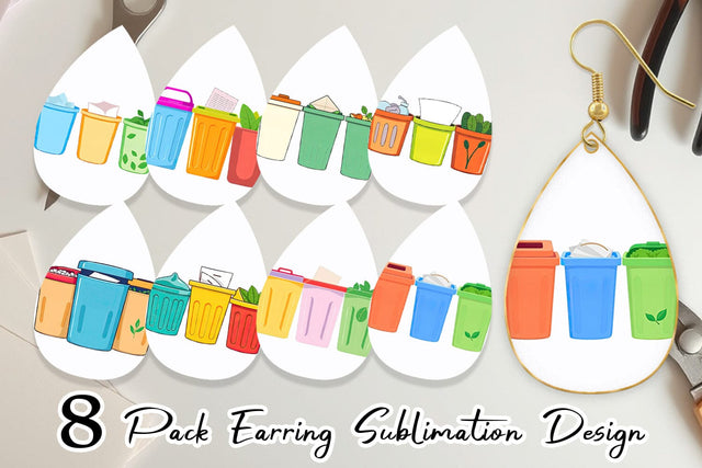 Earring Trash Sorting Bins Sublimation artnoy 
