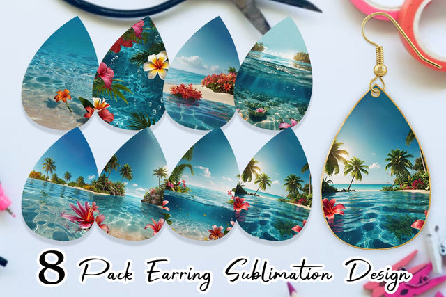 Earring Tropical Beach Sublimation artnoy 