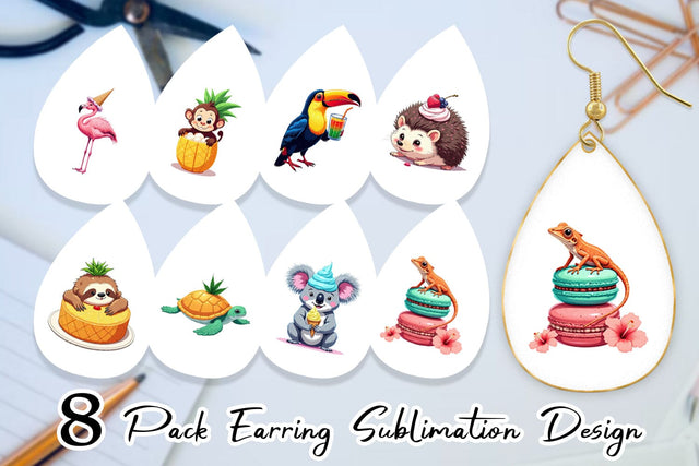 Earring Tropical Dessert Animals Sublimation artnoy 