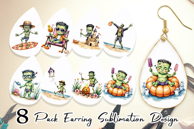 Earring Tropical Frankenstein Sublimation artnoy 