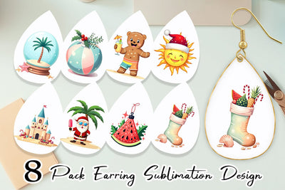 Earring Tropical July Christmas Sublimation artnoy 