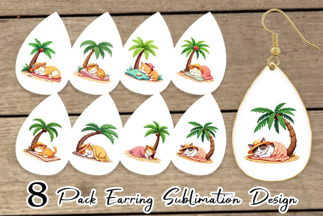 Earring Tropical Nap Cat Sublimation artnoy 