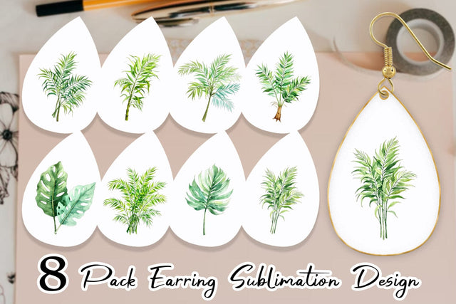 Earring Tropical Palms Sublimation artnoy 