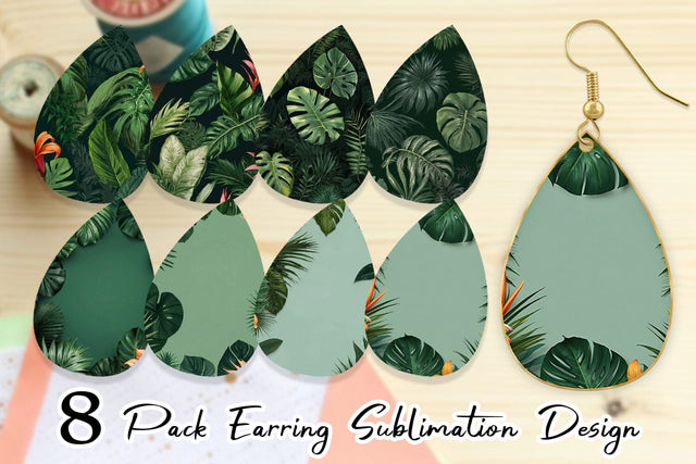 Earring Tropical Plants Sublimation artnoy 
