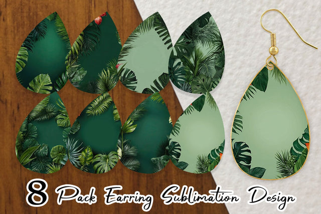 Earring Tropical Plants Sublimation artnoy 