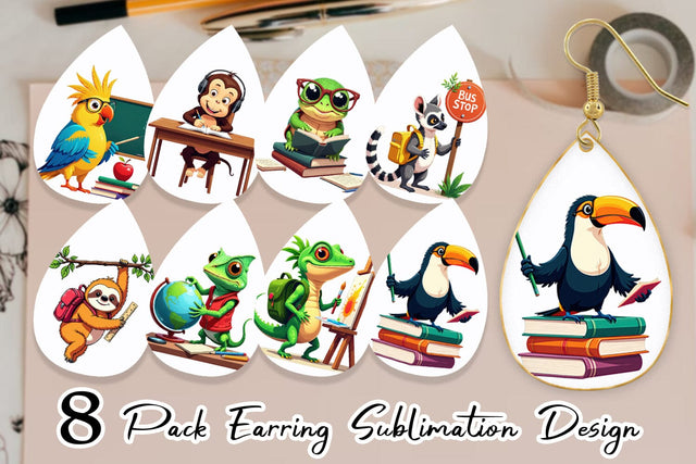 Earring Tropical School Animals Sublimation artnoy 